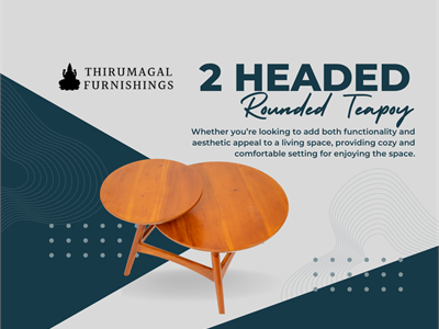 2 Head Rounded Teapoy | Tea Table | Coffee Table